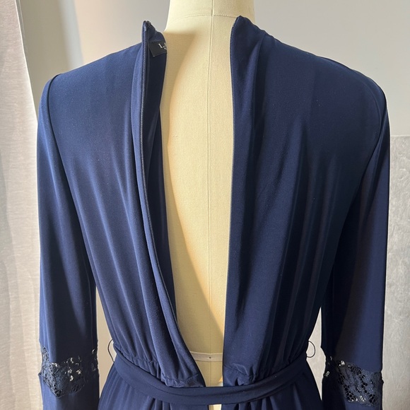 Lauren RL Navy Jersey Lace-Sleeve Dress sz 6 - Picture 11 of 11